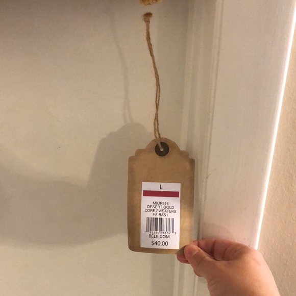 True Craft Mustard knit sweater- size L- has hood- NWT - Picture 2 of 5